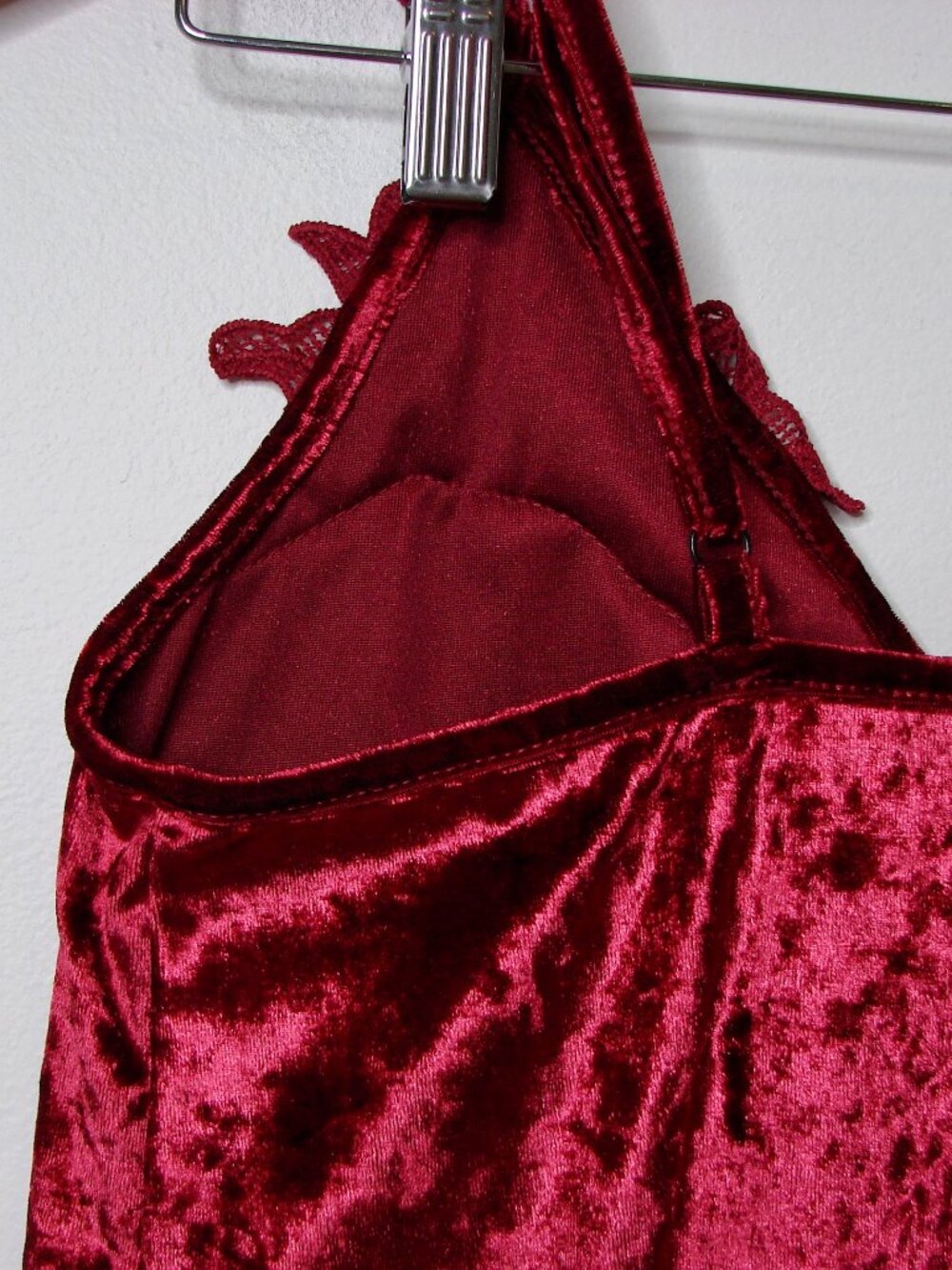 Vintage Y2K Burgundy Velvet Lace Camisole Babydoll Fairy Goth Whimsigoth Small - Picture 14 of 14
